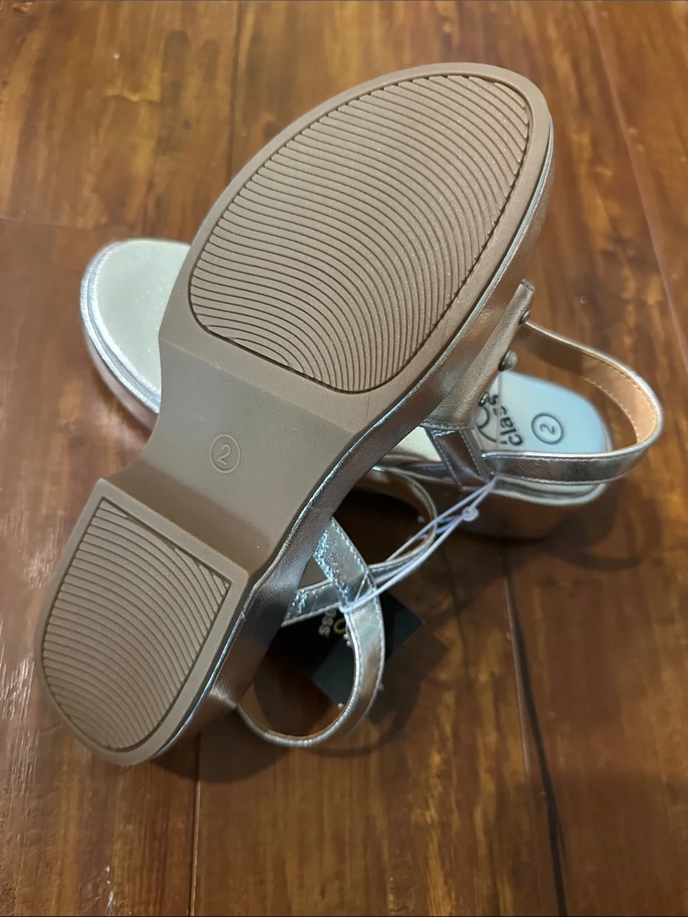 Art Class Silver Metallic Studded Platform Sandals Girls 2 NWT